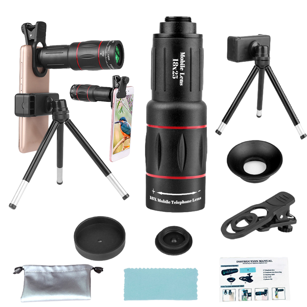 Lens Camera Clip - 18X Telephoto Phone Lens with Phone